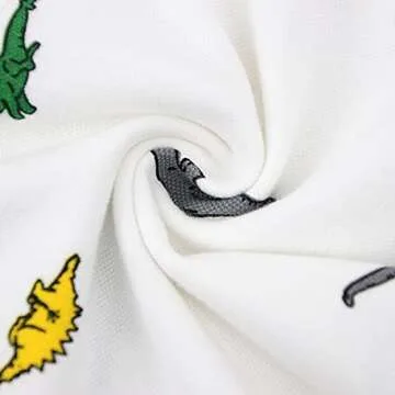 Little Boys Polo Shirt Cute Summer Tee Short Sleeve Uniform Tops White Dinosaurs 4T