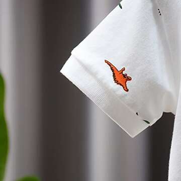 Little Boys Polo Shirt Cute Summer Tee Short Sleeve Uniform Tops White Dinosaurs 4T