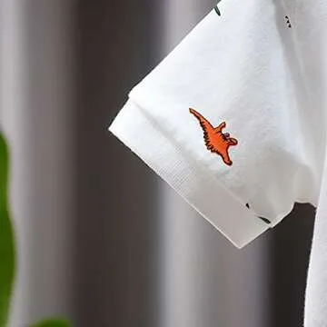 Little Boys Polo Shirt Cute Summer Tee Short Sleeve Uniform Tops White Dinosaurs 4T