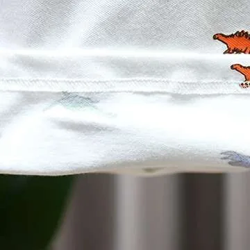 Little Boys Polo Shirt Cute Summer Tee Short Sleeve Uniform Tops White Dinosaurs 4T