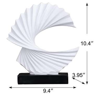 LCCCK Modern Abstract Sculpture Art Deco Decor, White Ocean Wave Sculpture Large Home Decor Accents,...