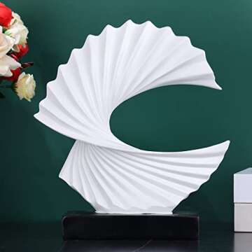 LCCCK Modern Abstract Sculpture Art Deco Decor, White Ocean Wave Sculpture Large Home Decor Accents, White Statue for Men Office House Mantel Shelf Tv Decor Adornos para Sala Modernos