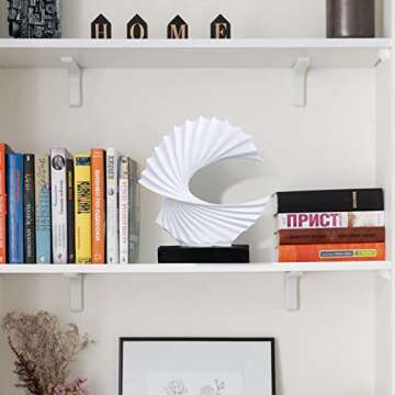 LCCCK Modern Abstract Sculpture Art Deco Decor, White Ocean Wave Sculpture Large Home Decor Accents, White Statue for Men Office House Mantel Shelf Tv Decor Adornos para Sala Modernos
