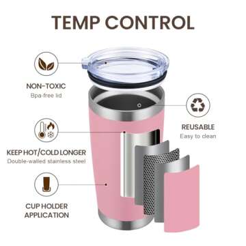 MEWAY 20oz Tumbler Cup Double Wall Vacuum Insulated Travel Mug Bulk, Stainless Steel Tumblers with L...