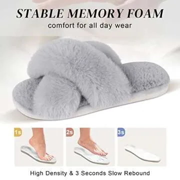 Parlovable Women's Fuzzy Slippers Comfy Cross Band Gifts