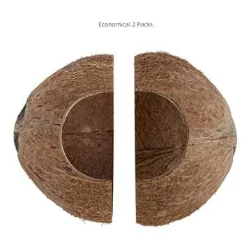 Niteangel 2 Pack Natural Coconut Reptile Hideouts, Lizard, Spider and Aquarium Fish Hide Cave (Natural Surface)