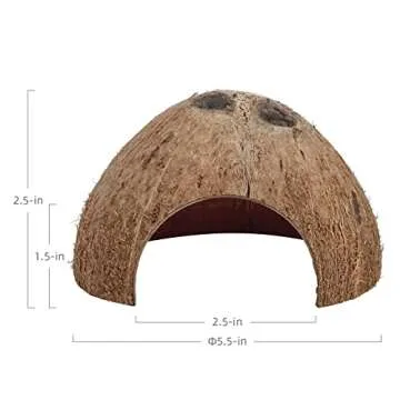 Niteangel 2 Pack Natural Coconut Reptile Hideouts, Lizard, Spider and Aquarium Fish Hide Cave (Natural Surface)