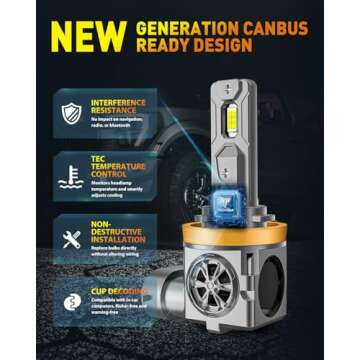 Termitor LED Bulbs H11/H9 800% Brightness for Safe Driving
