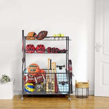 TNINE Sports Equipment Garage Organizer - Perfect for Indoor & Outdoor Use