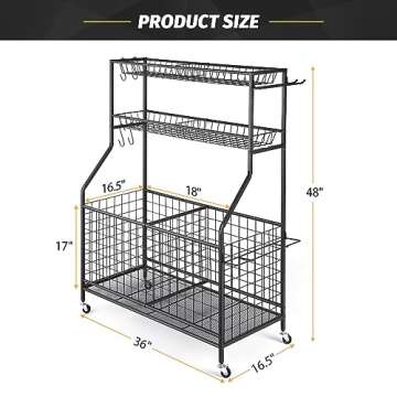 TNINE Sports Equipment Garage Organizer for Easy Storage