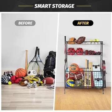 TNINE Sports Equipment Garage Organizer for Easy Storage