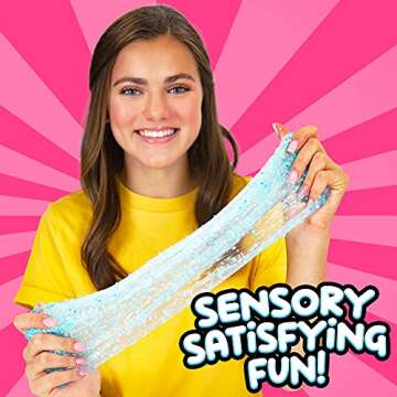 COMPOUND KINGS Fluffy Glitzy Bingsu Jar for Girls & Boys | Sensory Toys | Non-Sticky | Stress Relieving Tactile | (4-Pack, Pink, Blue, Purple & Green)