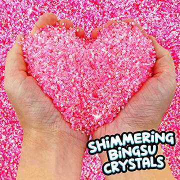 COMPOUND KINGS Fluffy Glitzy Bingsu Jar for Girls & Boys | Sensory Toys | Non-Sticky | Stress Relieving Tactile | (4-Pack, Pink, Blue, Purple & Green)