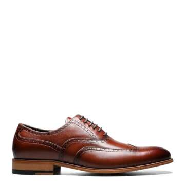 Stacy Adams Mens Dunbar - Wingtip Oxford, Cognac, 11 US