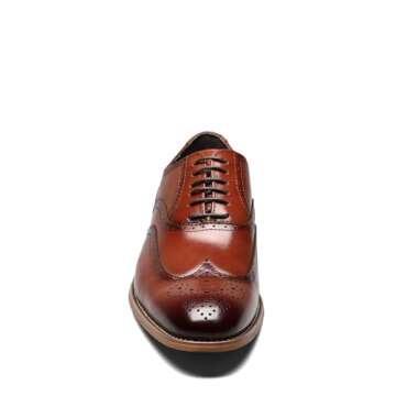 Stacy Adams Mens Dunbar - Wingtip Oxford, Cognac, 11 US