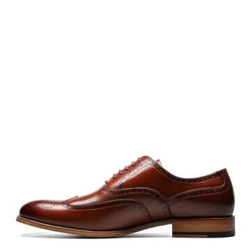 Stacy Adams Mens Dunbar - Wingtip Oxford, Cognac, 11 US