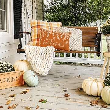 GEEORY Fall Decor Pillow Cover 12x20 inch Hello Pumpkin Leaves Farmhouse Lumbar Throw Pillow Cover f...