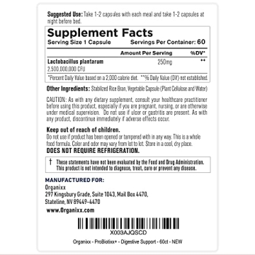 Organixx ProBiotixx+ Probiotic Digestive Support Supplement