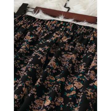 Floerns Women's Plus Size Ditsy Floral Flared Midi Skirt Polka Dots Pleated Skirts