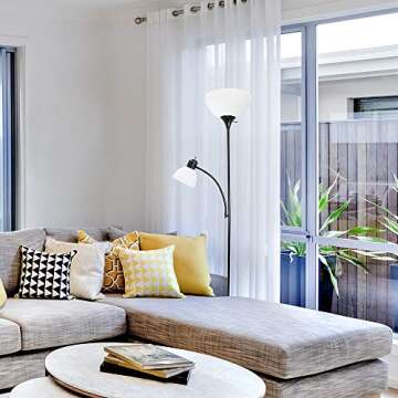 Simple Designs LF2000-BLK Mother-Daughter Floor Lamp with Reading Light, Black