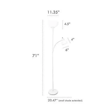 Simple Designs LF2000-BLK Mother-Daughter Floor Lamp with Reading Light, Black