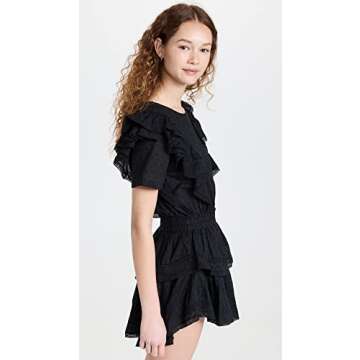 LOVESHACKFANCY Women's Natasha Dress, Black, XS