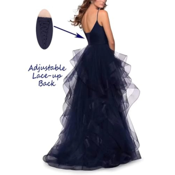 Elegant Glittery Tulle Ball Gown with Slit for Women