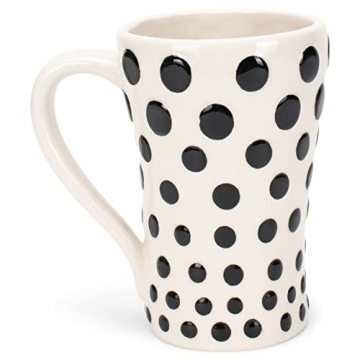 Tracy Peche Black Dots Heart Ceramic Mug 15 oz