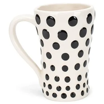 Tracy Peche Black Dots Heart Ceramic Mug 15 oz