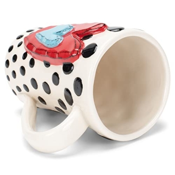 Tracy Peche Black Dots Heart Ceramic Mug 15 oz