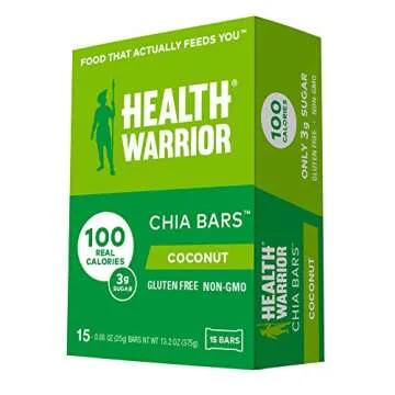 Health Warrior Chia Bars, Coconut, 15 Bars