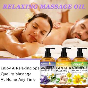 Valentines Day Gifts for Him & Her-3 Pack Massage Oil for Massage Therapy,Sore Muscle Arnica Oil & Lavender Oil Massage Oil for Date Night & Ginger Oil Lymphatic Drainage & Massage Ball Spa Gifts Kit