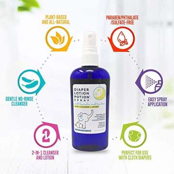 MoonDance Soaps Diaper Lotion Potion Cleansing Spray, 4 Oz Tea Tree & Lavender, Natural No-Rinse Cle...