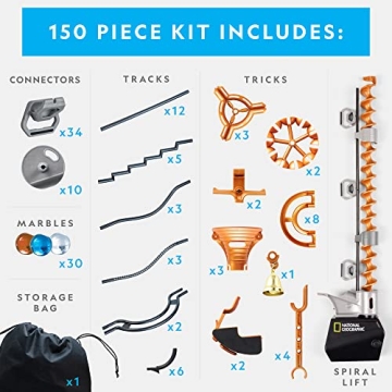 NATIONAL GEOGRAPHIC Magnetic Marble Run - 150-Piece Set