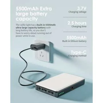 150 LED Phone Light, Selfie Light for Phone, Light for Phone/iPad/iPhone/Camera, 5500Mah Rechargeabl...