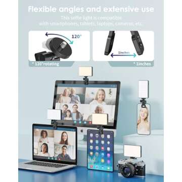 150 LED Phone Light, Selfie Light for Phone, Light for Phone/iPad/iPhone/Camera, 5500Mah Rechargeable Light, 3 Lighting Adjustment Modes, Phone Selfie Light for Photography/TikTok/Vlog/Video