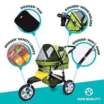 Dogger Stroller | Comfortable Dog Stroller | Sturdy Ride for Senior Dogs, Small Dogs or Cats | Dog J...