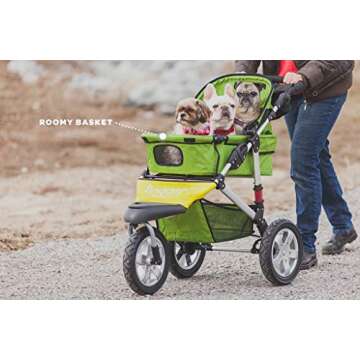 Dogger Stroller | Comfortable Dog Stroller | Sturdy Ride for Senior Dogs, Small Dogs or Cats | Dog Jogging Stroller | Easy Folding (Green)