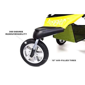 Dogger Stroller | Comfortable Dog Stroller | Sturdy Ride for Senior Dogs, Small Dogs or Cats | Dog Jogging Stroller | Easy Folding (Green)