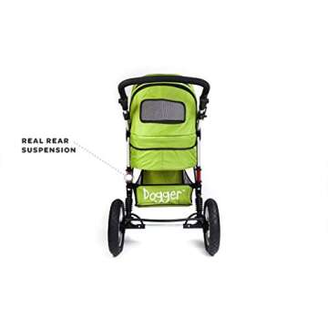 Dogger Stroller | Comfortable Dog Stroller | Sturdy Ride for Senior Dogs, Small Dogs or Cats | Dog Jogging Stroller | Easy Folding (Green)