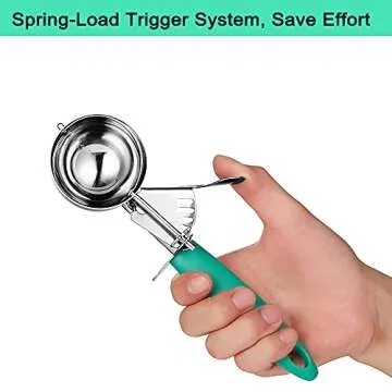 JUNADAEL J Portion Scoop, 2.75 OZ Disher Scoop, #16 Cookie Scoop, 5.5 Tbsp Cookie Dough Scoop, Green Handle, for Portion Control, Cookie Dough, Cupcake Batter, Ice Cream