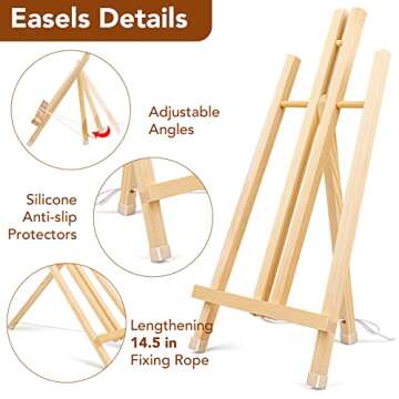 16 Pack 15 Inch Wood Easels, Easel Stand for Painting Canvases, Art, and Crafts, Tripod, Painting Pa...