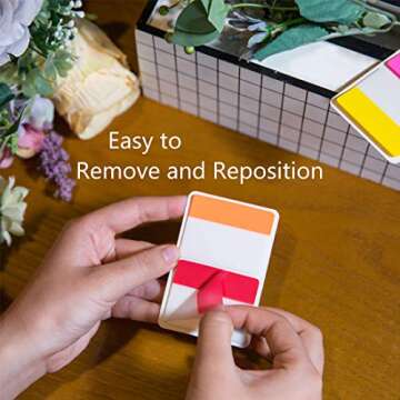 KICNIC 480 Pieces Sticky Tabs 2 Inch Index Tabs, Colored Page Markers Repositionable Tags Reading Tabs Self Adhesive Tape Flags for Books, Binders, Notebook and File Folders, [24 Sets 12 Colors]