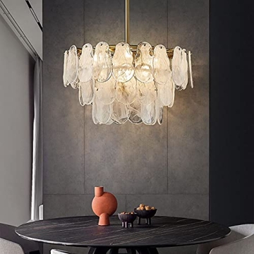 LOVEDIMA Gold Dining Room Chandelier with Cloud Glass