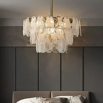 LOVEDIMA Gold Dining Room Chandelier with Cloud Glass