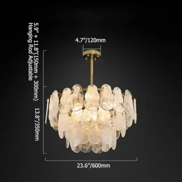 LOVEDIMA Gold Dining Room Chandelier with Cloud Glass