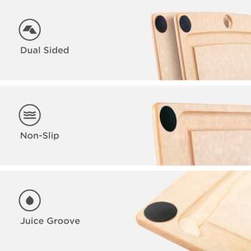 Epicurean All-In-One Cutting Board with Non-Slip Feet and Juice Groove, 17.5" × 13", Natural/Black