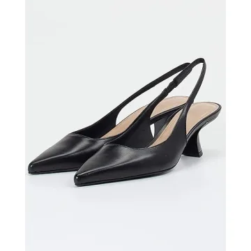 Women's Black Kitten Heel Pumps Comfortable Stylish