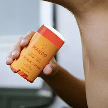 Mando Whole Body Deodorant For Men - Smooth Solid Stick - 72 Hour Odor Control - Aluminum Free, Baking Soda Free, Skin Safe - 2.6 Ounce (Bourbon Leather)