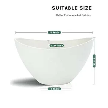 LaDoVita Plant Pots with Drainage Holes, 12 Inch Large Planters for Indoor Plants, Plastic Flower Po...